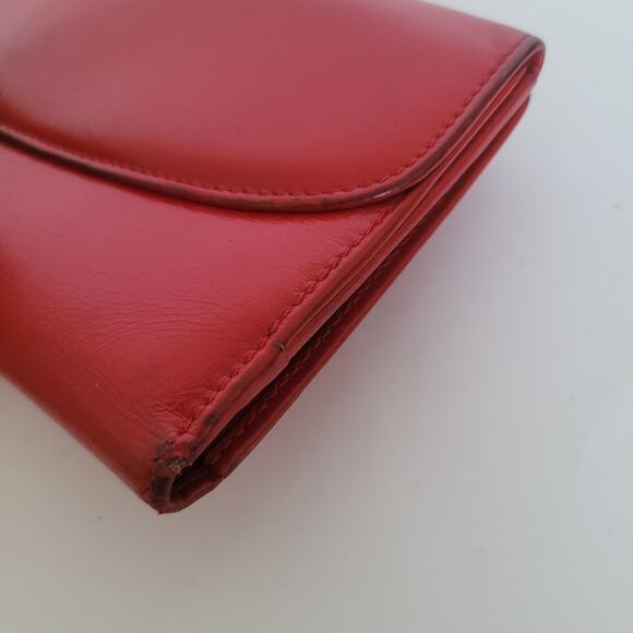 GUCCI Bifold Leather Wallet Long Bifold Red Large Card Bill Designer Horseshoe - Picture 13 of 13